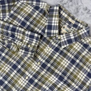 J. Crew men's long-sleeve button-down shirt Blue, Green, White Plaid Size XXL